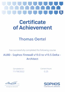 Sophos AU80 Certificate